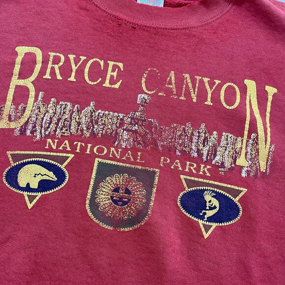 Vintage Bryce Canyon Nat Park Sweatshirt size XXL Distressed Red Pullover - Picture 1 of 8